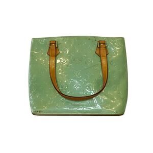 Louis Vuitton Houston Vernis Tote Bag Green Monogram Patent Leather Authentic